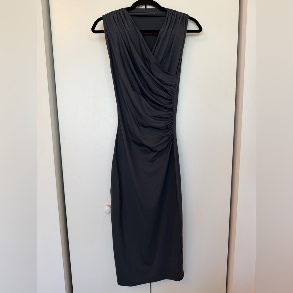 Zara Charcoal Draped Midi Dress